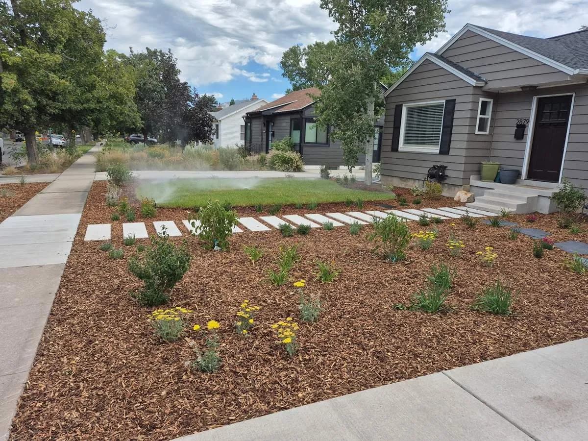 Fresh mulch and rock beds in Colorado Springs